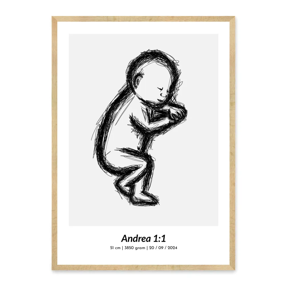 Fødselsplakat - design din egen 1:1 plakat af din nyfødte baby