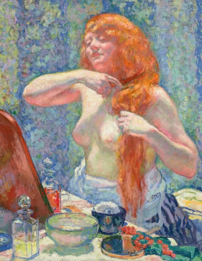 Femina-hahmo ranskalaisella kampauksella La rousse VIII - Théo van Rysselberghe | Taidetuloste