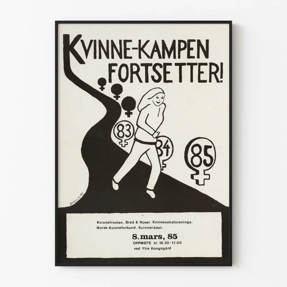 Feministinen vintagejuliste Nainen-Kamppailu Jatkuu 1983-1985