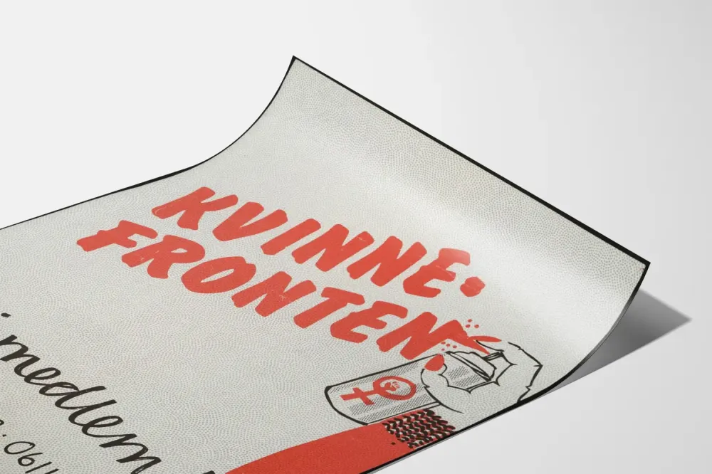 Feministisen kampanjan juliste Kvinnefronten - Sitoutunut seinäkoristelu