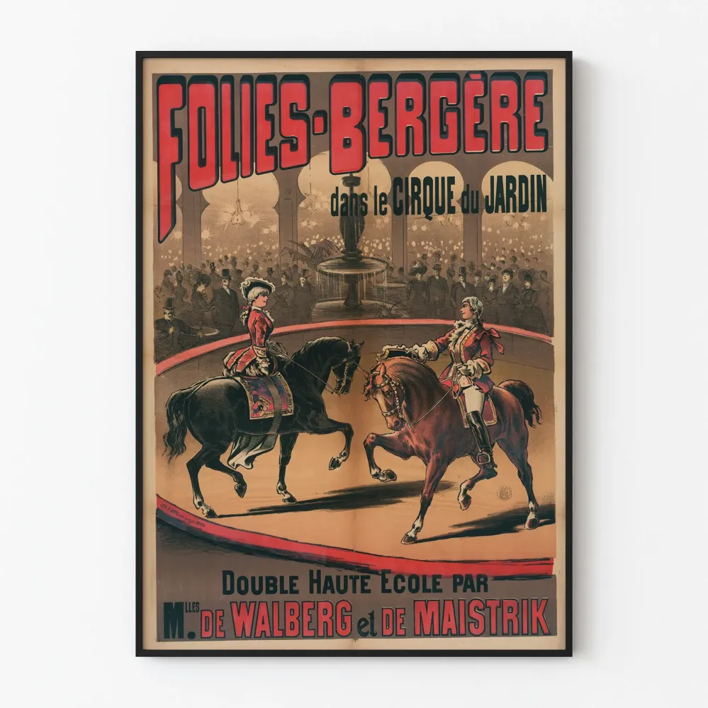 Folies Bergère - Juliste Cirque du Jardin - Vintage ratsastustyylinen seinäkoristelu
