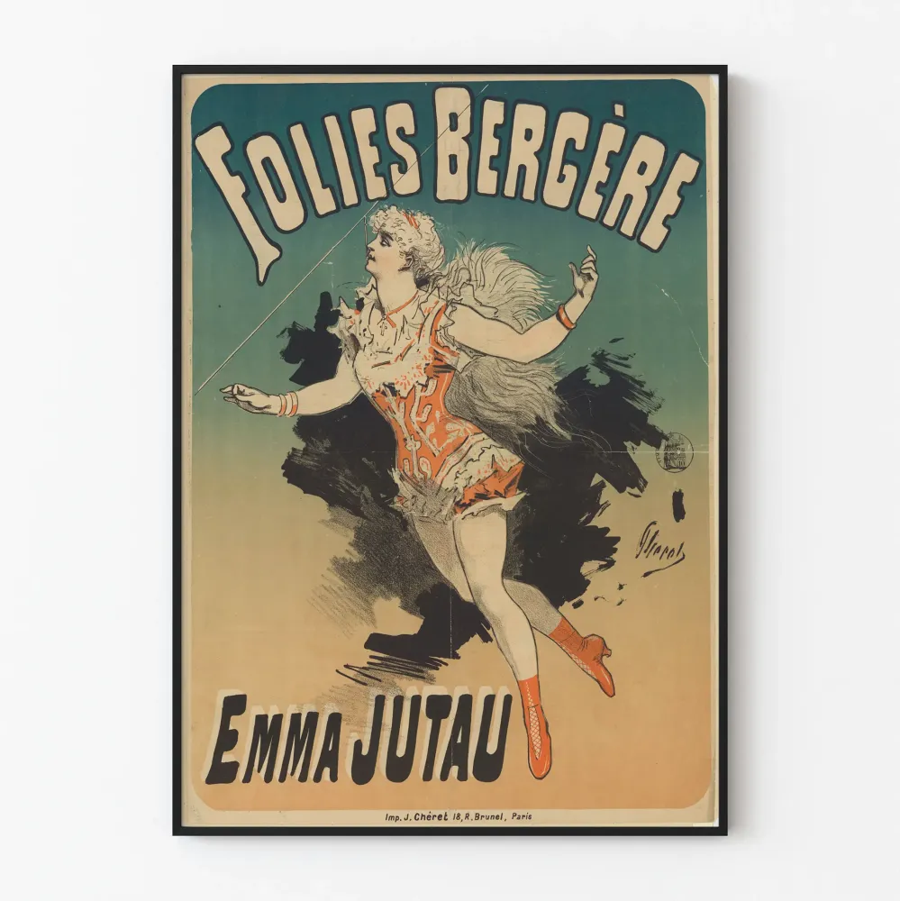 Folies Bergère -juliste Emma Jutau kanssa - Vintage-seinäkoristelu