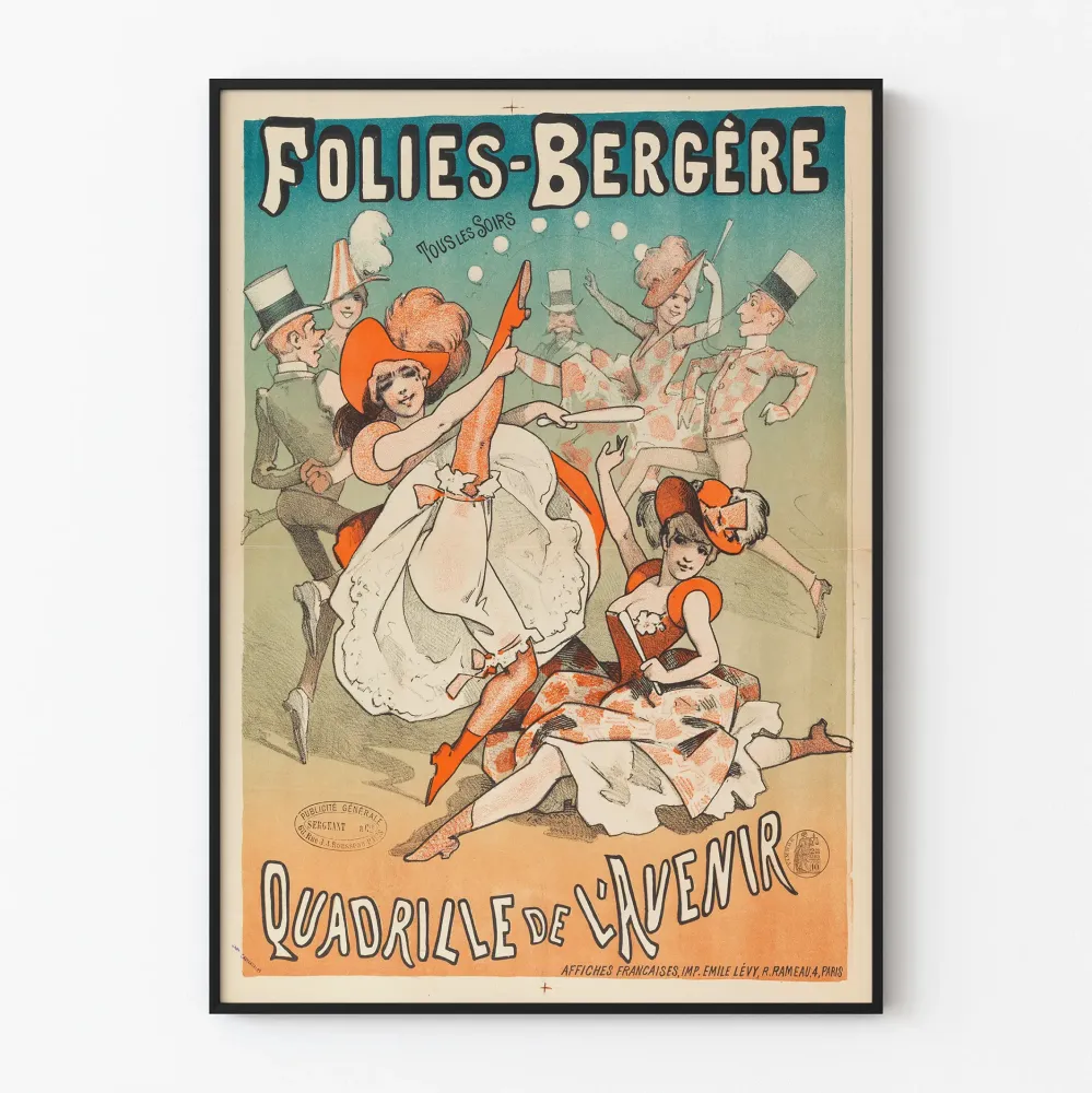 Folies Bergère - Tulevaisuuden quadrille Juliste Seinälle Vintage- koriste