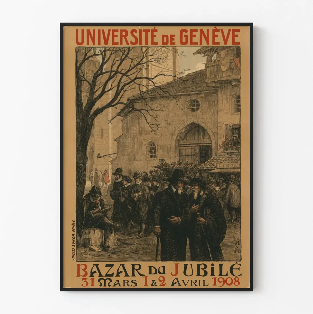 Geneven yliopiston juliste - 1908 juhlavuoden markkinat