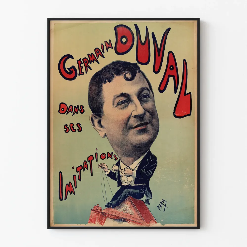 Germain Duvalin juliste hänen jäljitelmistään - vintage-seinäkoristelu