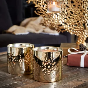 Golden Snowflake kynttilänlyhty 2 kpl