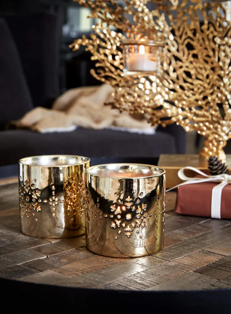 Golden Snowflake kynttilänlyhty 2 kpl