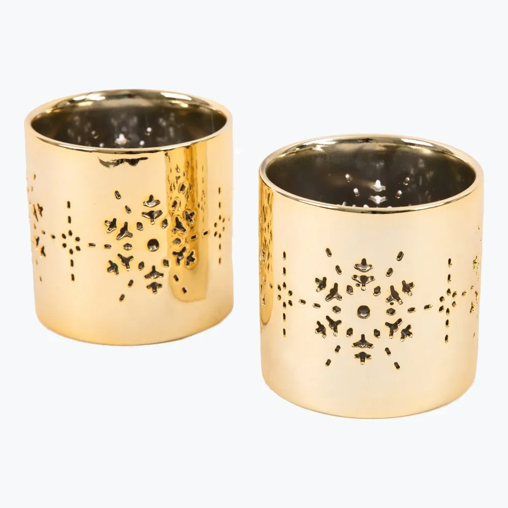 Golden Snowflake kynttilänlyhty 2 kpl