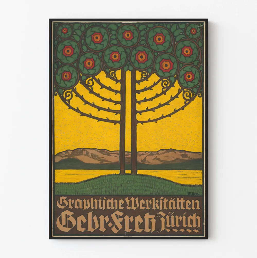 Graafinen juliste Werkstätten Gebr Bruder Fretz Zürich seinäkoristelu vintage