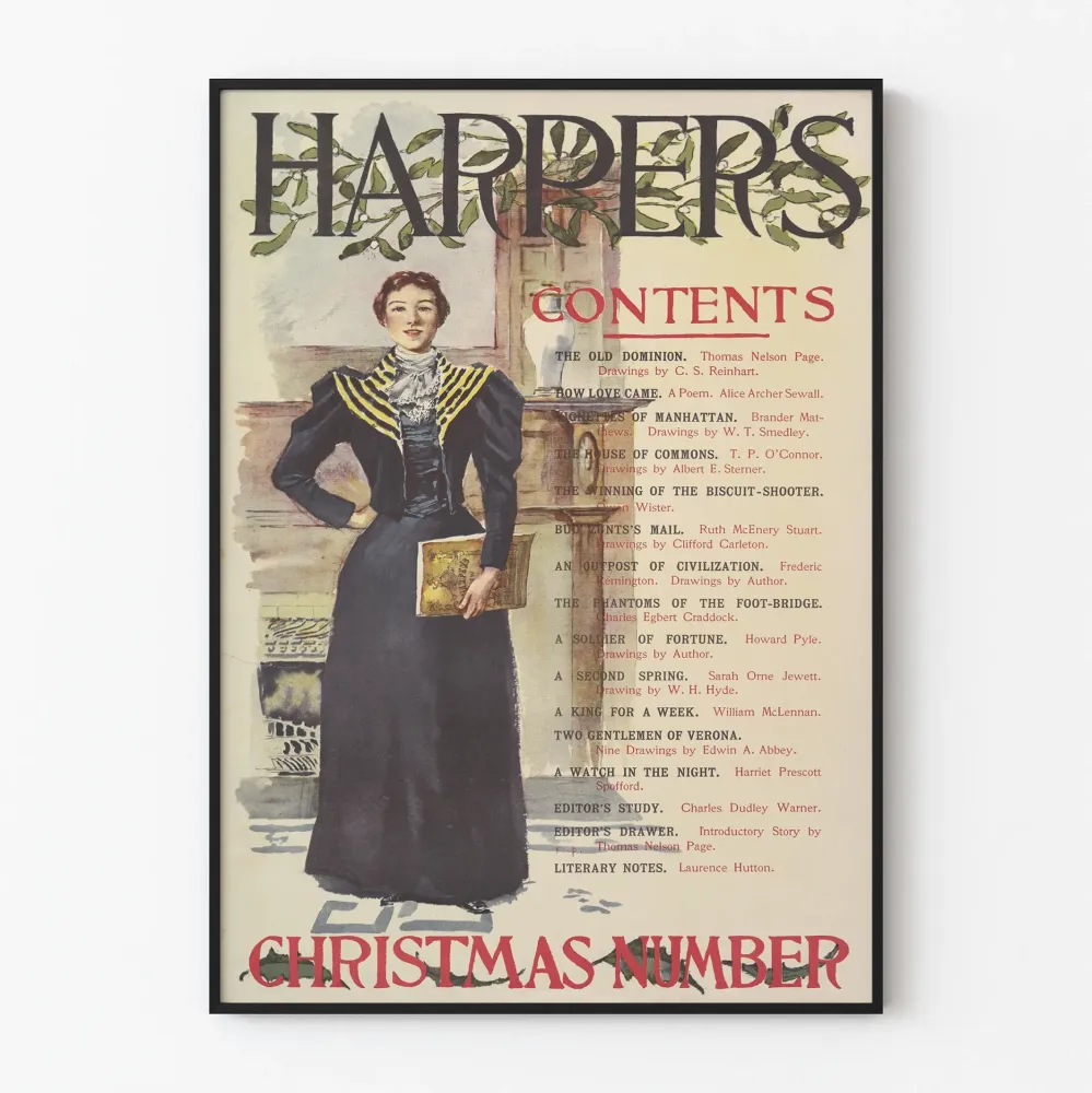 Harper's Joulunumero juliste vintage seinäkoristeeksi