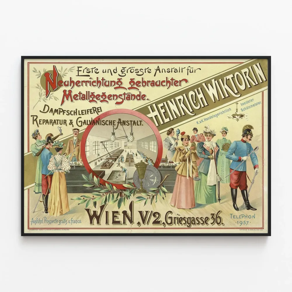 Heinrich Wiktorin - Vintage ateljeen metallurgia ja galvanoiminen juliste