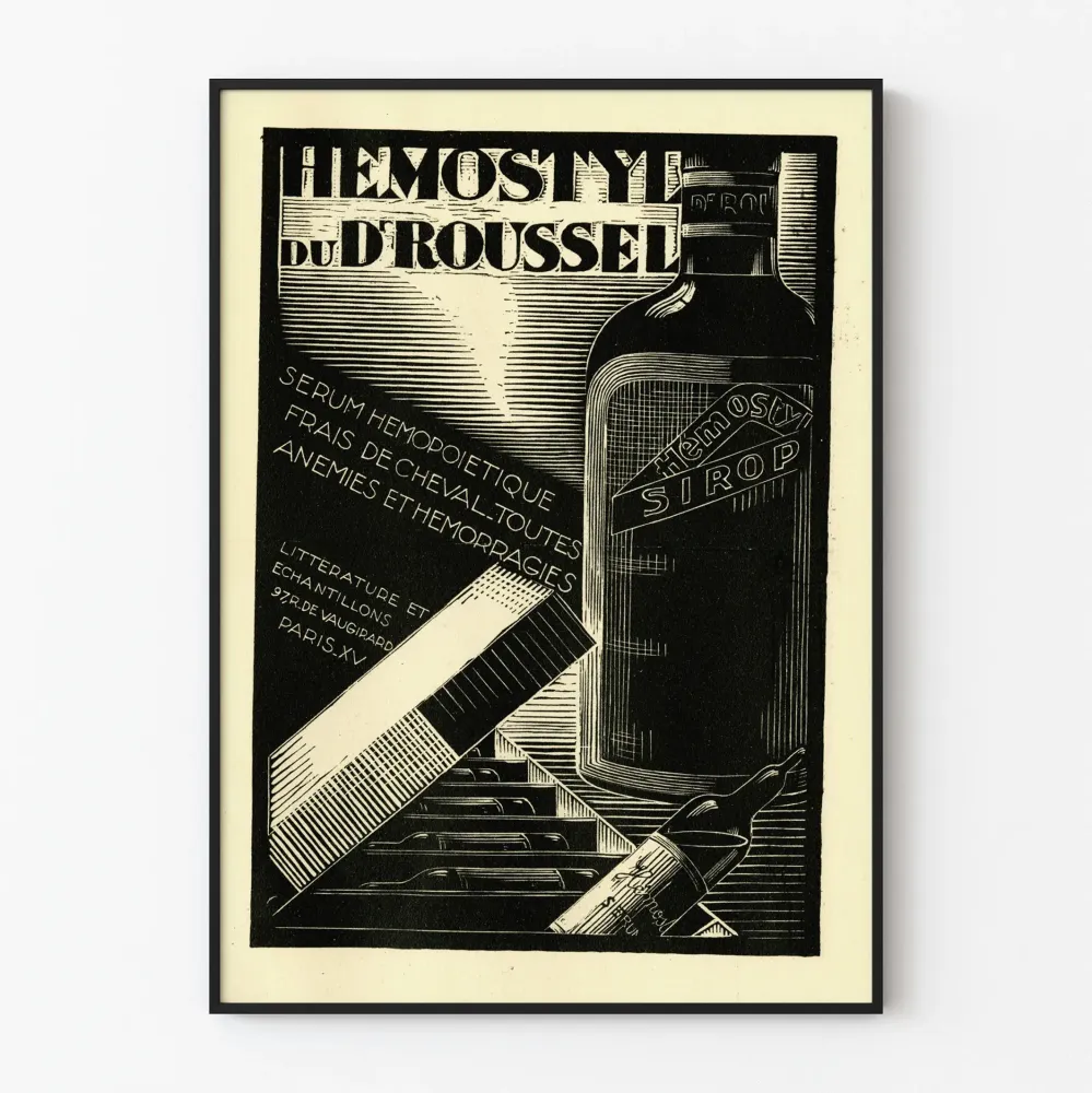 Hemostyl-vintagejuliste Dr Rousselilta - Vanha apteekkiseinäkoristelu