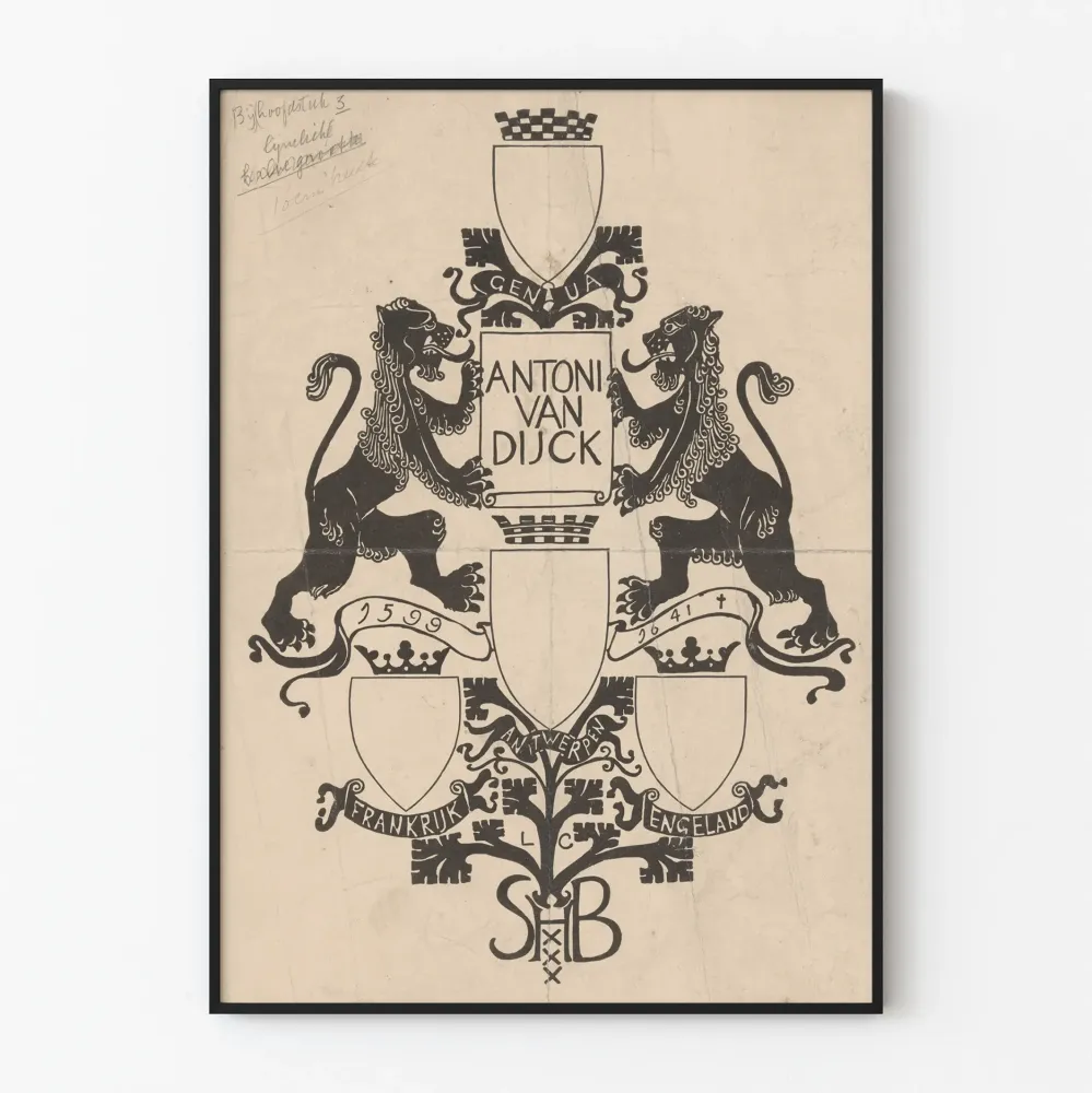 Heraldinen juliste Antoni Van Dijck seinäkoristelu vintage
