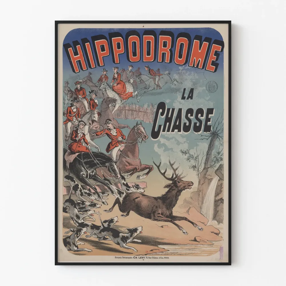 Hippodrome La Chasse - Juliste seinäkoriste hevosaiheinen vintage