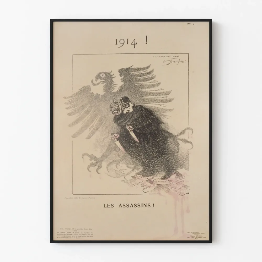 Historiallinen juliste 1914 Murhaajat - Vintage-sisustus propagandasta seinäkoriste