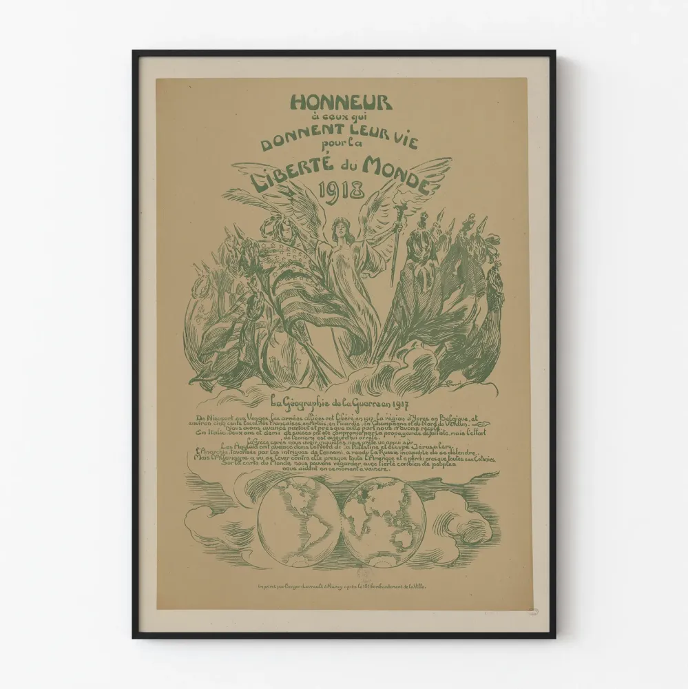 historiallinen juliste 1918 kunniaksi vapauden puolustajille