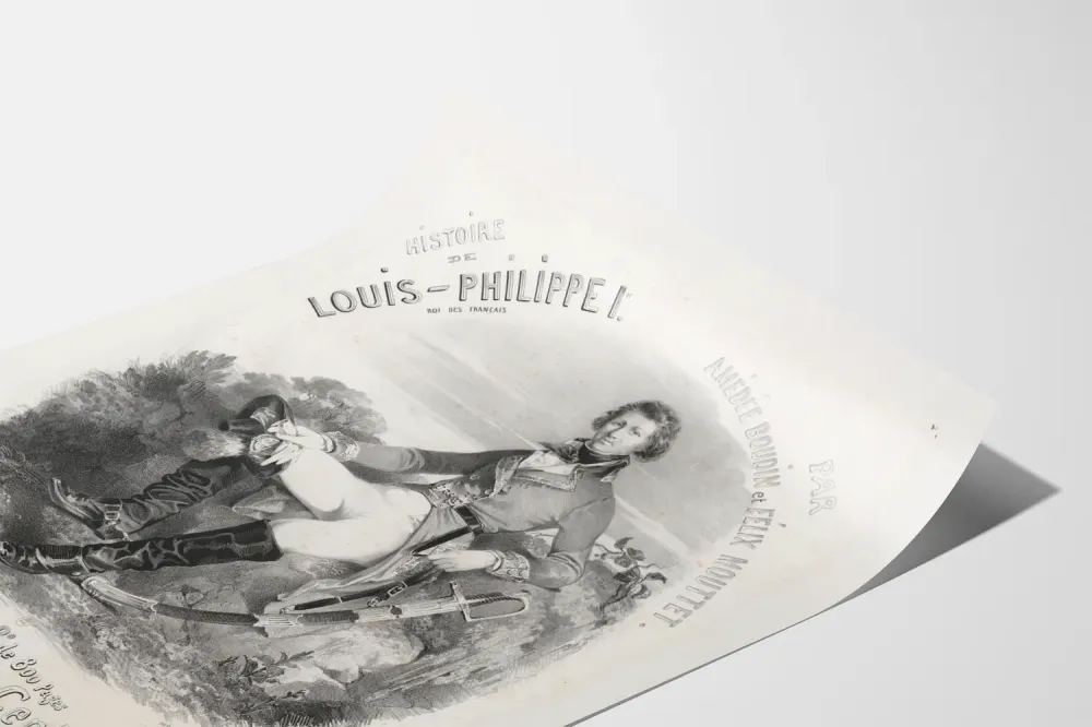 Historiallinen juliste Louis-Philippe I:stä, teokset Amédée Boudin ja Félix Mouttet