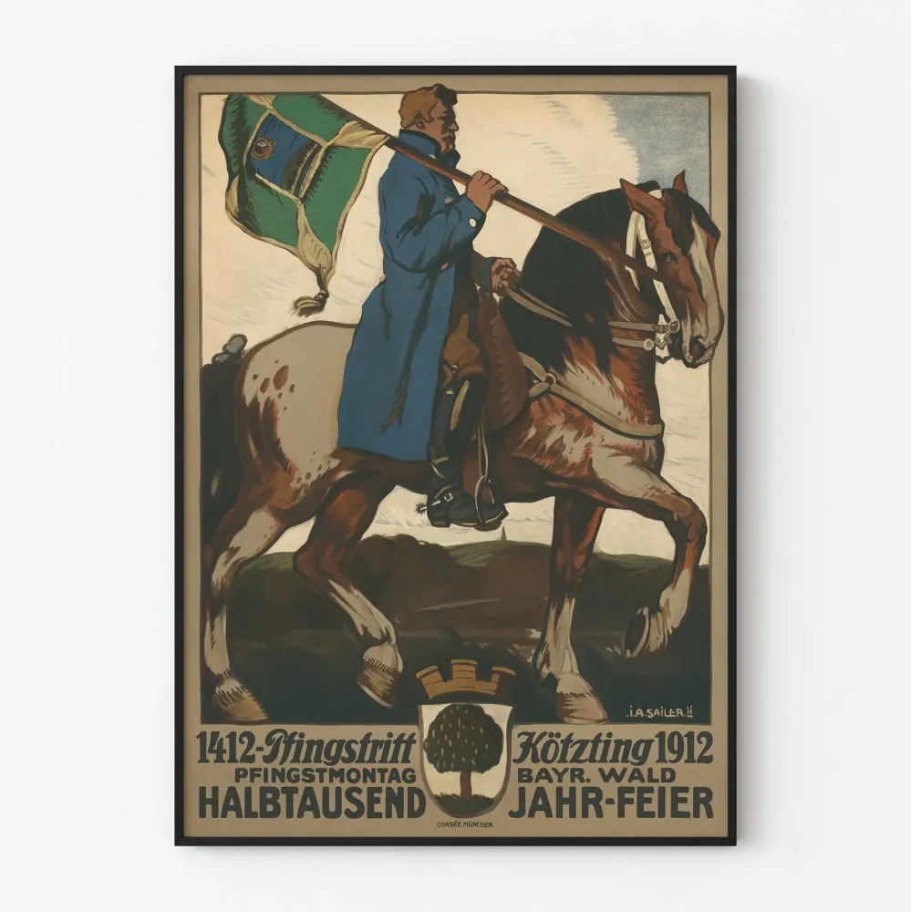 Historiallinen juliste Pfingstritt Kötzting 1912 seinäkoriste vintage