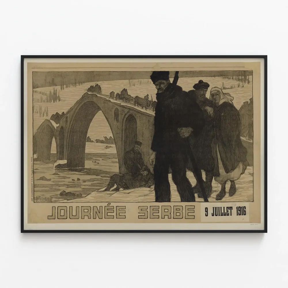 Historiallinen juliste Serbian päivämäärä 9. heinäkuuta 1916 - vintage-seinäkkojen koristelu