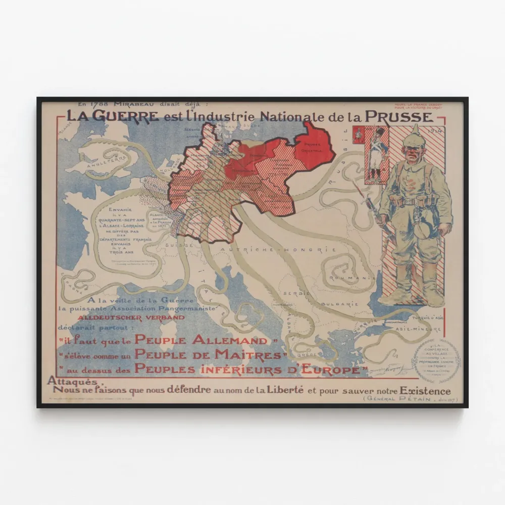 Historiallinen juliste Sota on Preussin kansallinen teollisuus