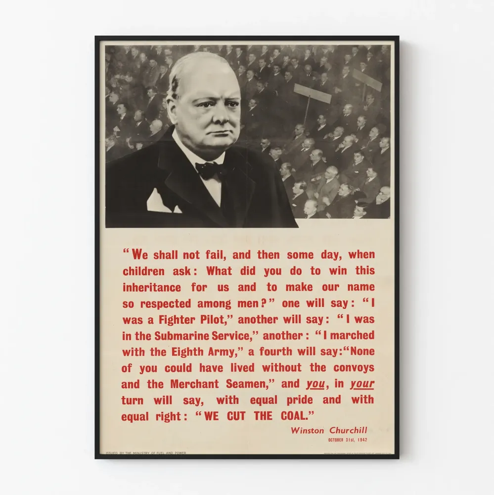 Historiallinen juliste Winston Churchill Me emme epäonnistu 1942