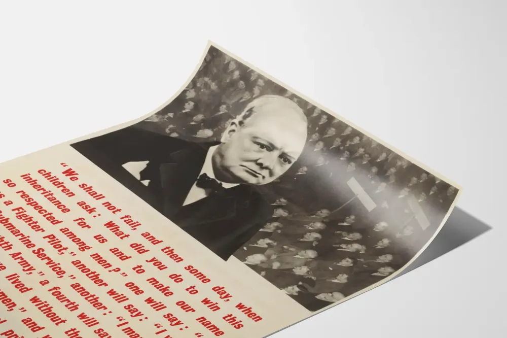 Historiallinen juliste Winston Churchill Me emme epäonnistu 1942