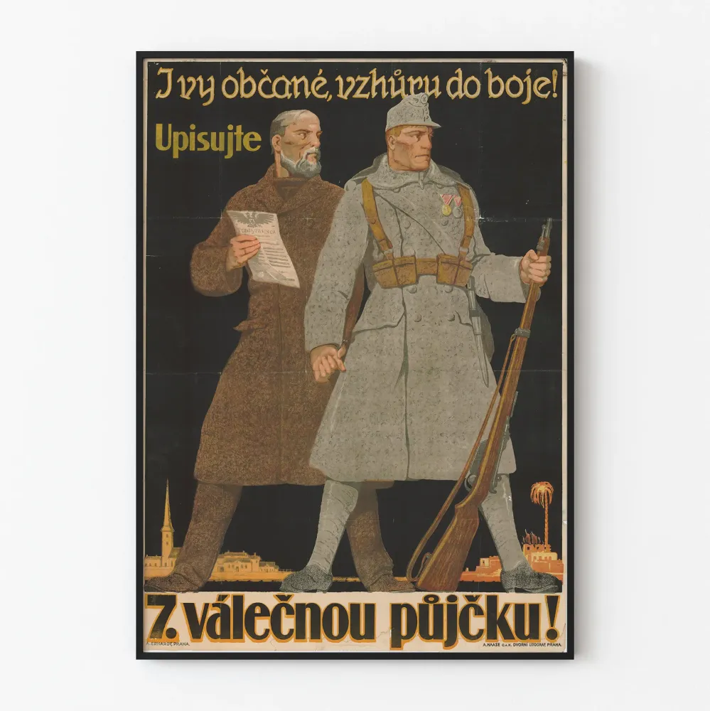 Historiallinen vintage-sotilasliikkeen juliste