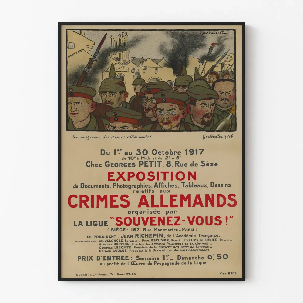 Historianäyttelyn Juliste Saksan rikokset 1917