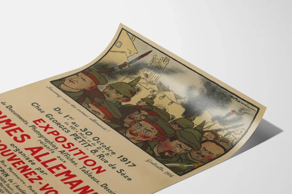 Historianäyttelyn Juliste Saksan rikokset 1917