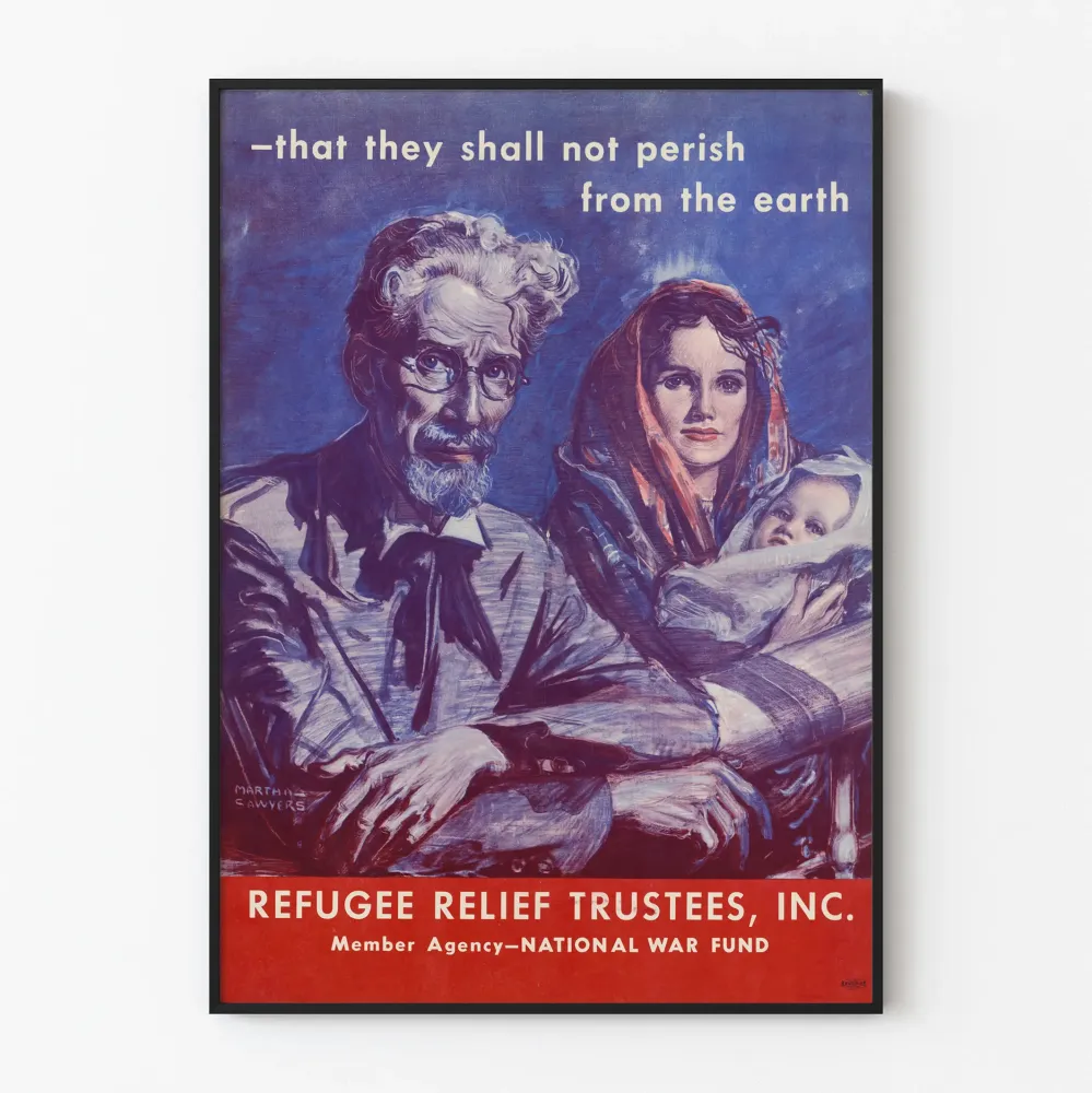 Humanitaarinen vintage juliste Pakolaisavun luottamushenkilöt