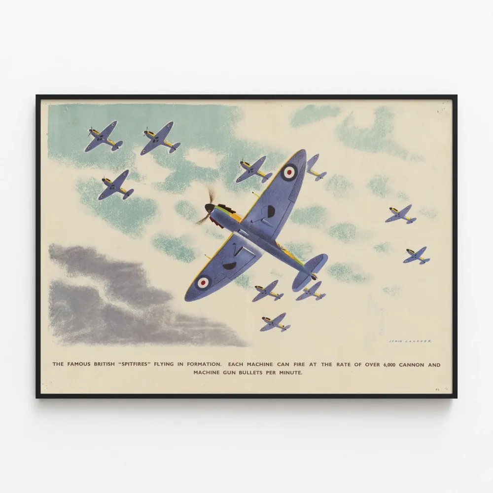 Ilmavoimien Spitfire-lentokoneet muodostelmassa - Juliste