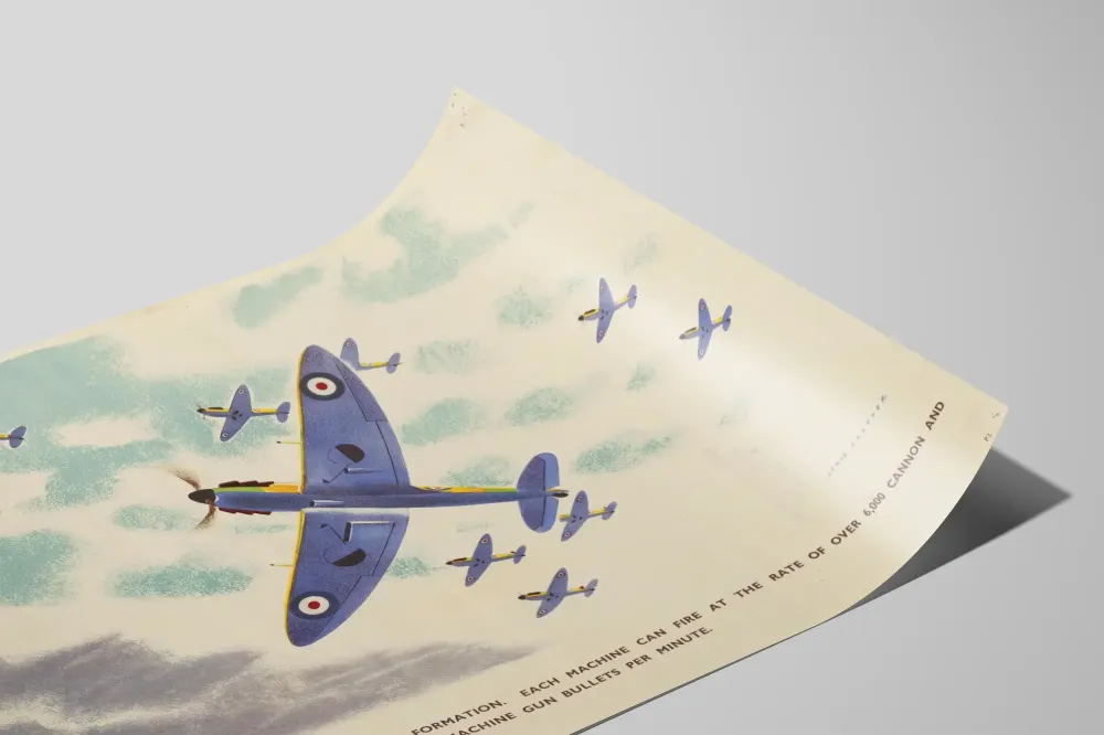 Ilmavoimien Spitfire-lentokoneet muodostelmassa - Juliste