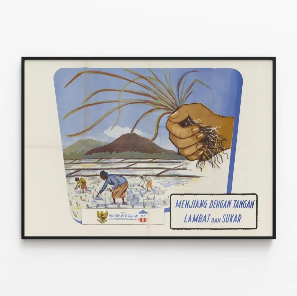 Indonesialainen vintage juliste perinteisestä maataloudesta