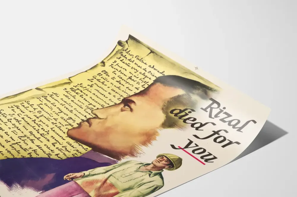 Inspiroiva seinäjuliste Rizal kuoli puolestasi