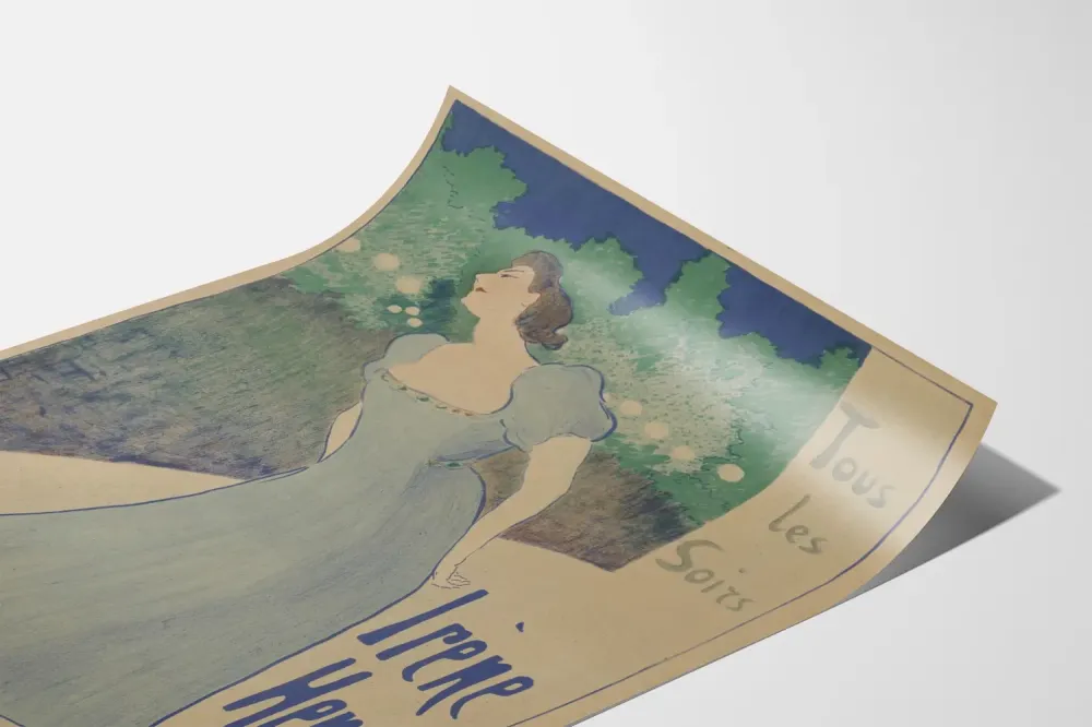 Irène Henry seinäkoristejuliste kellon kanssa
