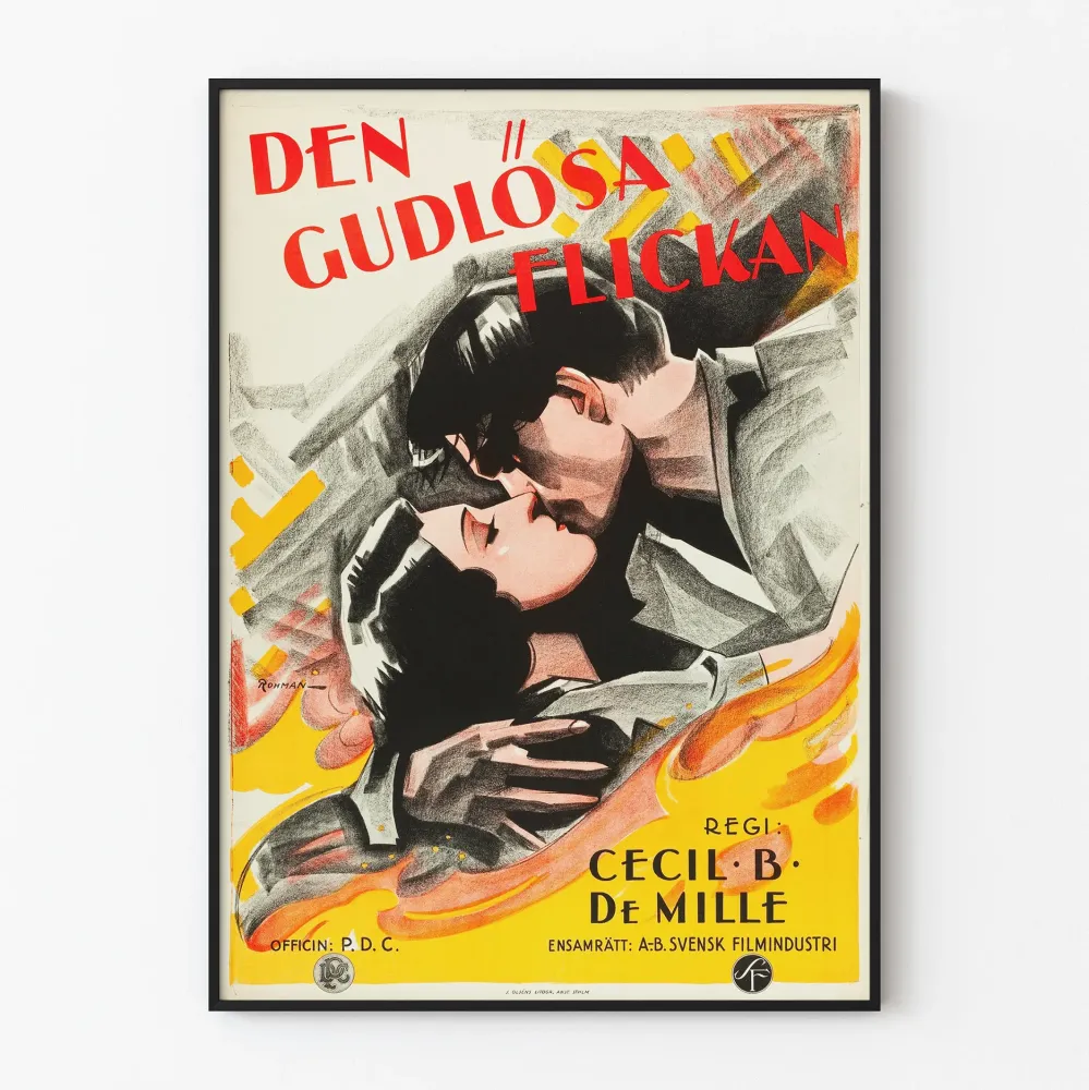 Italialainen vintagejuliste 'Den Gudlösa Flickan' Cecil B. De Milleltä