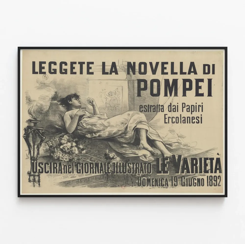 Italialainen vintagejuliste 'La Novella di Pompei' 1892