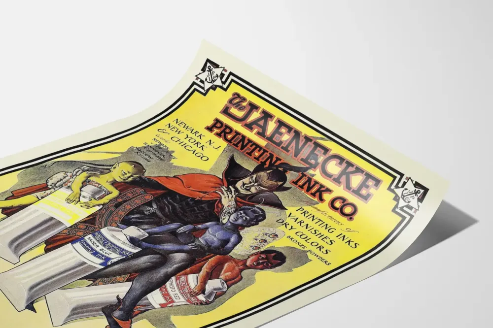Jaenecke-merkkiin liittyvä vintage-kiiltokuva painoväreistä