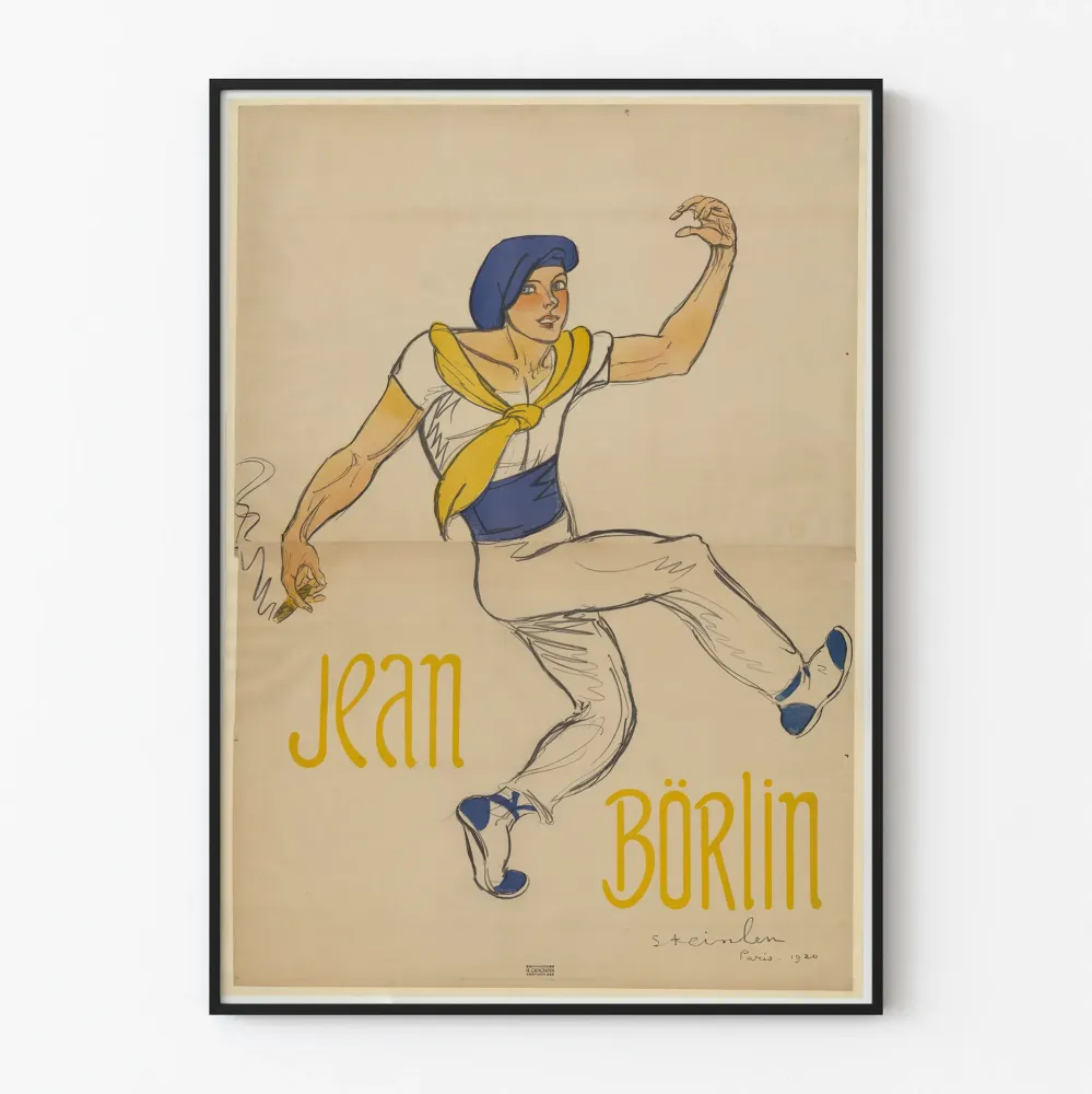 Jean Börlin -merenkulkija vintage- juliste merimaisemavaatteissa