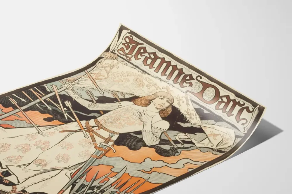 Jeanne d'Arc juliste Alfons Mucha'n tekemänä Sarah Bernhardtille