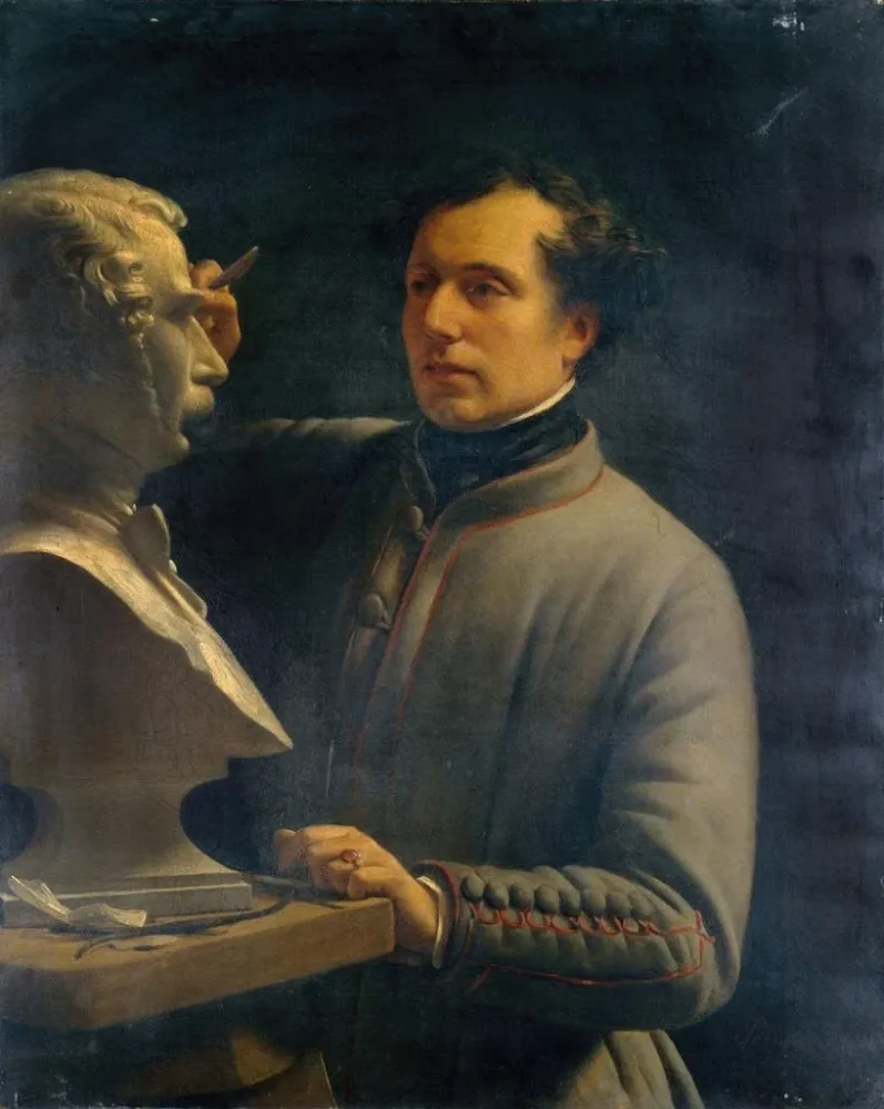 Jean-Pierre Dantan 1800-1869 taidetuloste skulptoriasta Prignonin rintakuvan mallintamisesta - Alexis-Joseph Prignon | Tai...