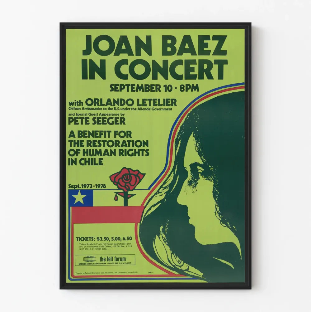 Joan Baez - Konserttijuliste - Tuki ihmisoikeuksille Chilessä