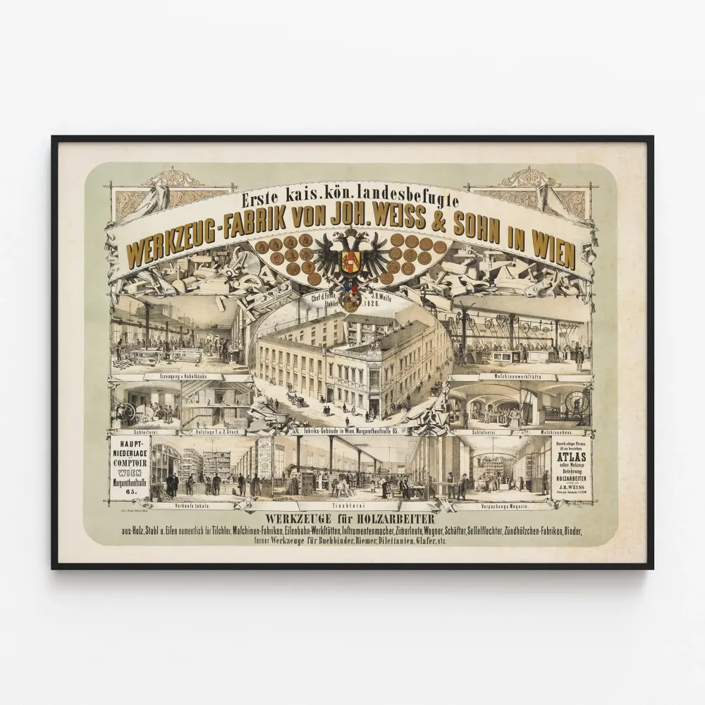 Johann Weiss & Fils -verstaiden vintage juliste Wienissä