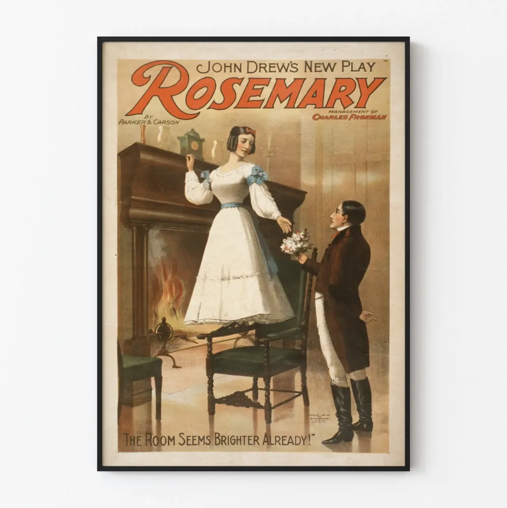 John Drew'n Rosemary-näyttelyn vintagejuliste