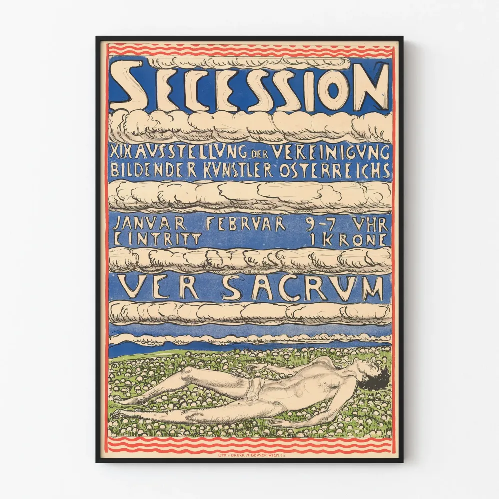 Jugoslavian Sezessionin 1800-luvun näyttelyn itävaltalaisten taiteilijoiden Ver Sacrum -juliste