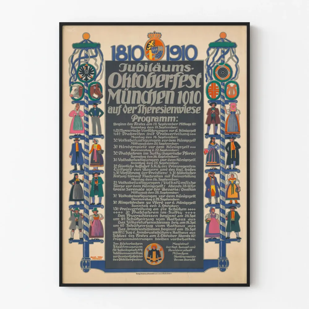 Juhlaposteri Oktoberfest München 1910 - Vintage-seinäkoriste