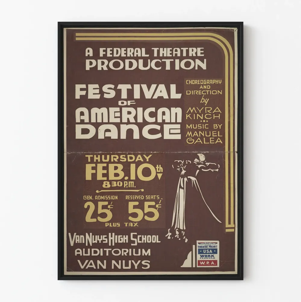 Juliste Amerikkalaisen tanssin festivaali - vintage-teatterin seinäkoristelu