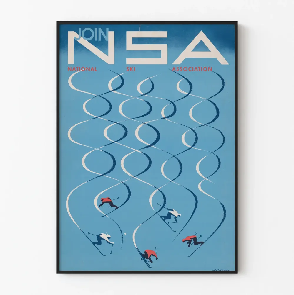 Juliste Art Déco Liity NSA Kansallinen Hiihtoliitto