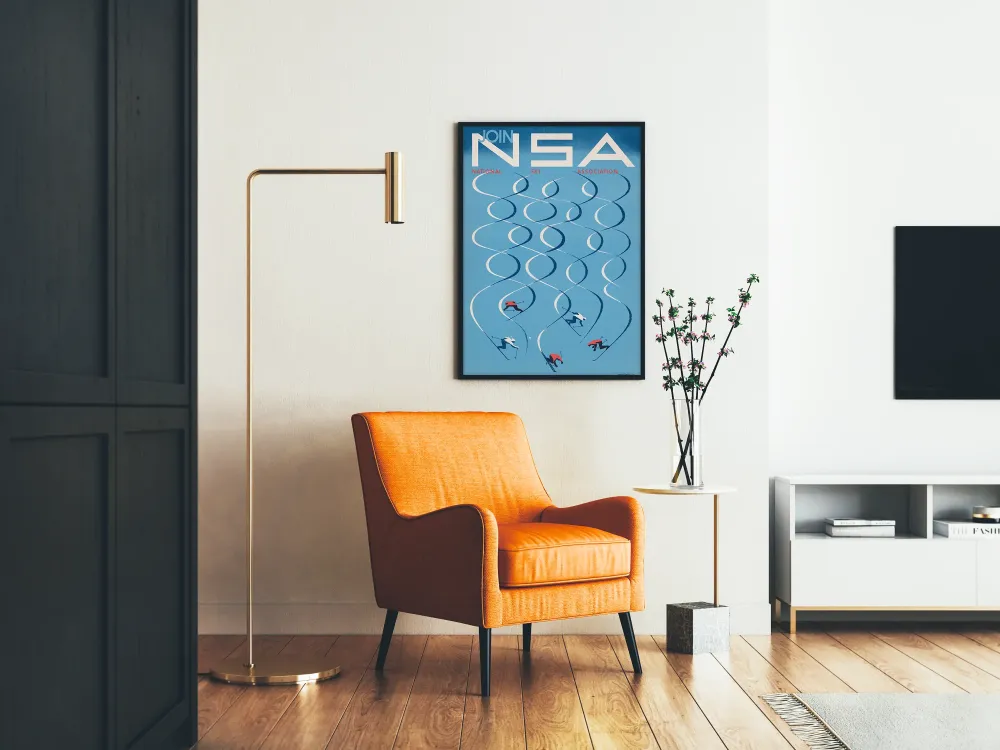 Juliste Art Déco Liity NSA Kansallinen Hiihtoliitto