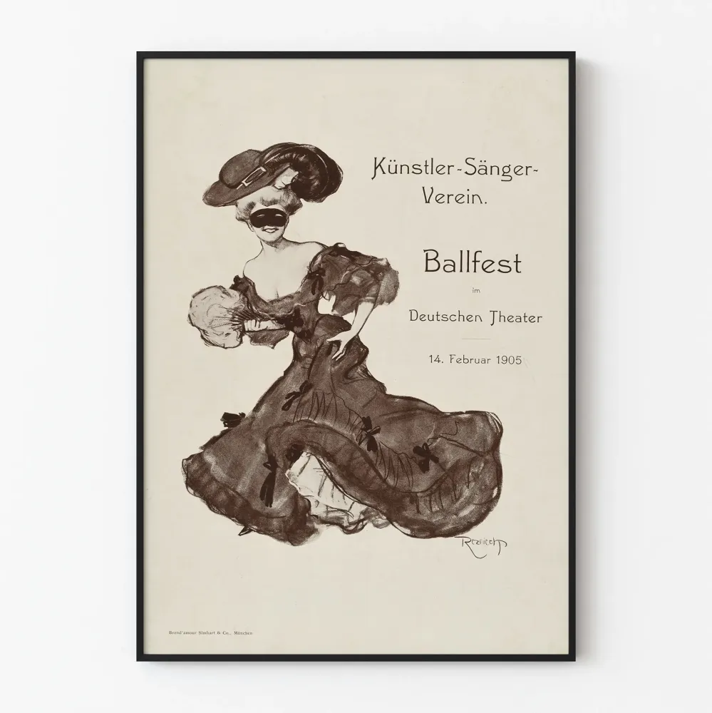 Juliste Ballfest 1905 - Vanha teatteriseinäkoristelu saksalainen